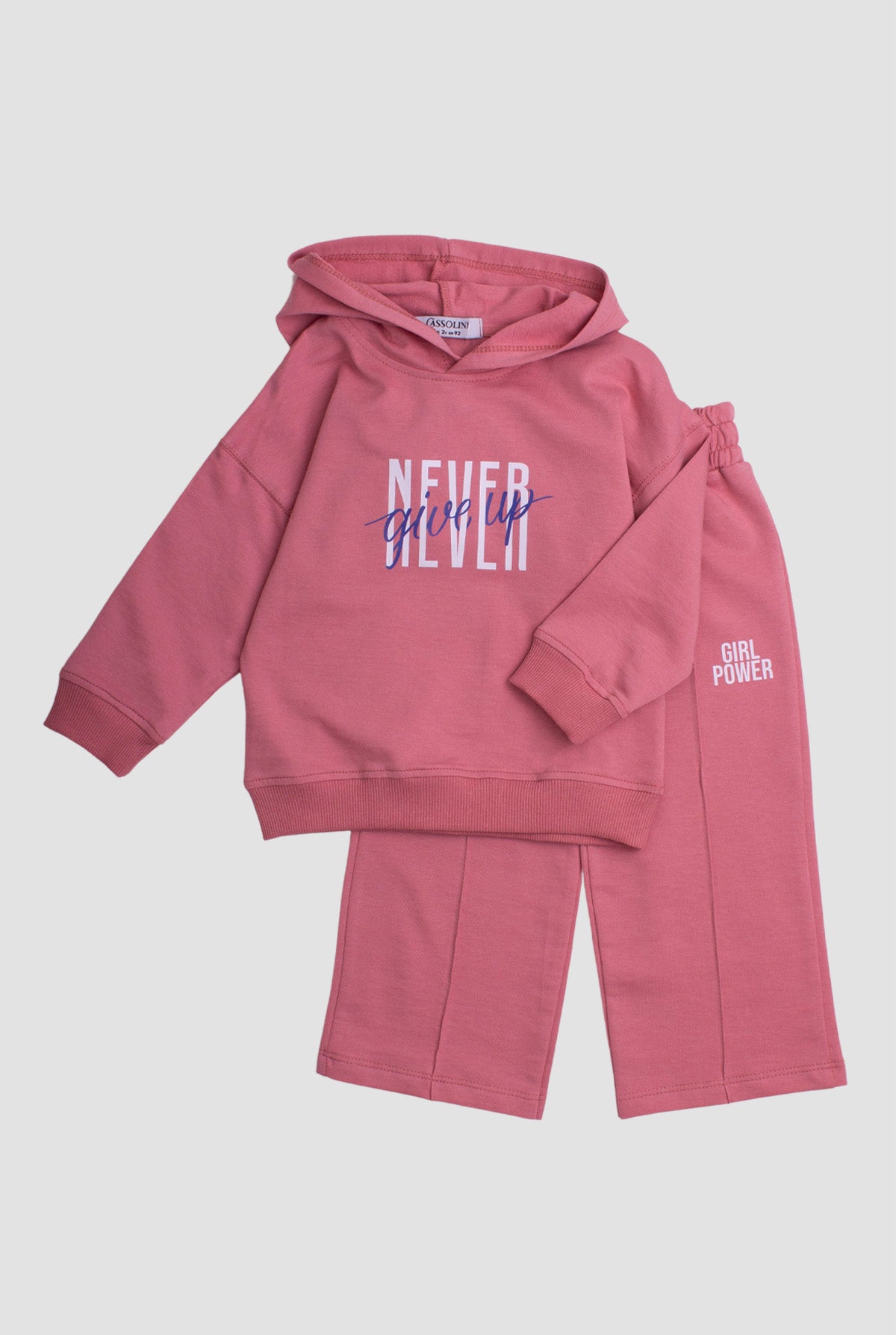 Kız Çocuk Kapüşonlu Yazı Baskılı Sweatshirt ve Eşofman Altı 2'li Takım